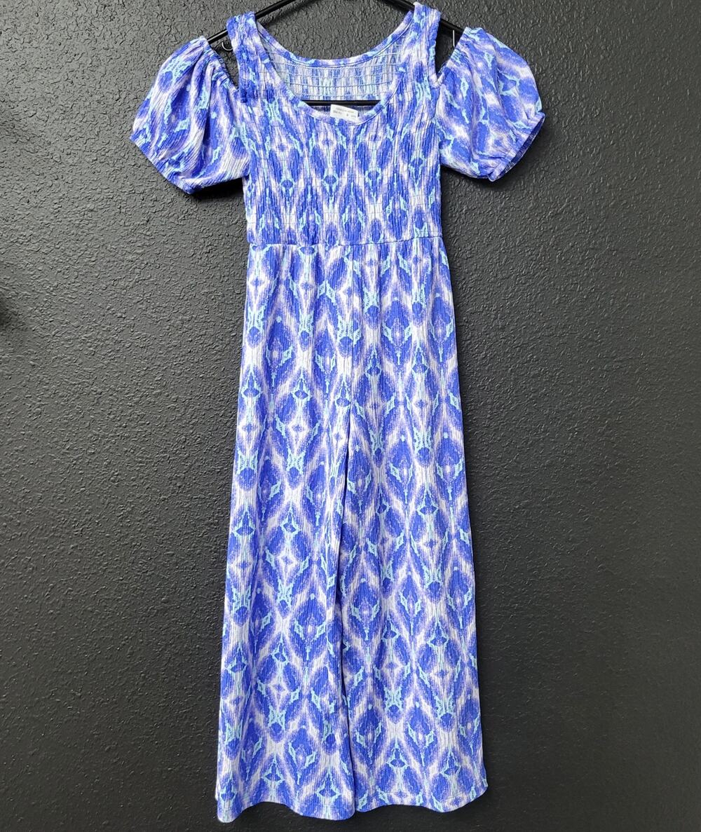 Zara Girls Jumpsuit Size 6 Blue Boho One-Piece Summer Vacation Ready Resortwear